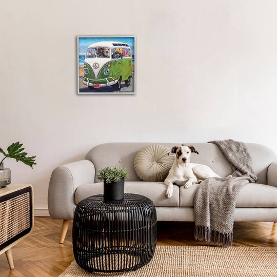 Stupell Industries Dogs Driving Retro Van Framed Giclee Art